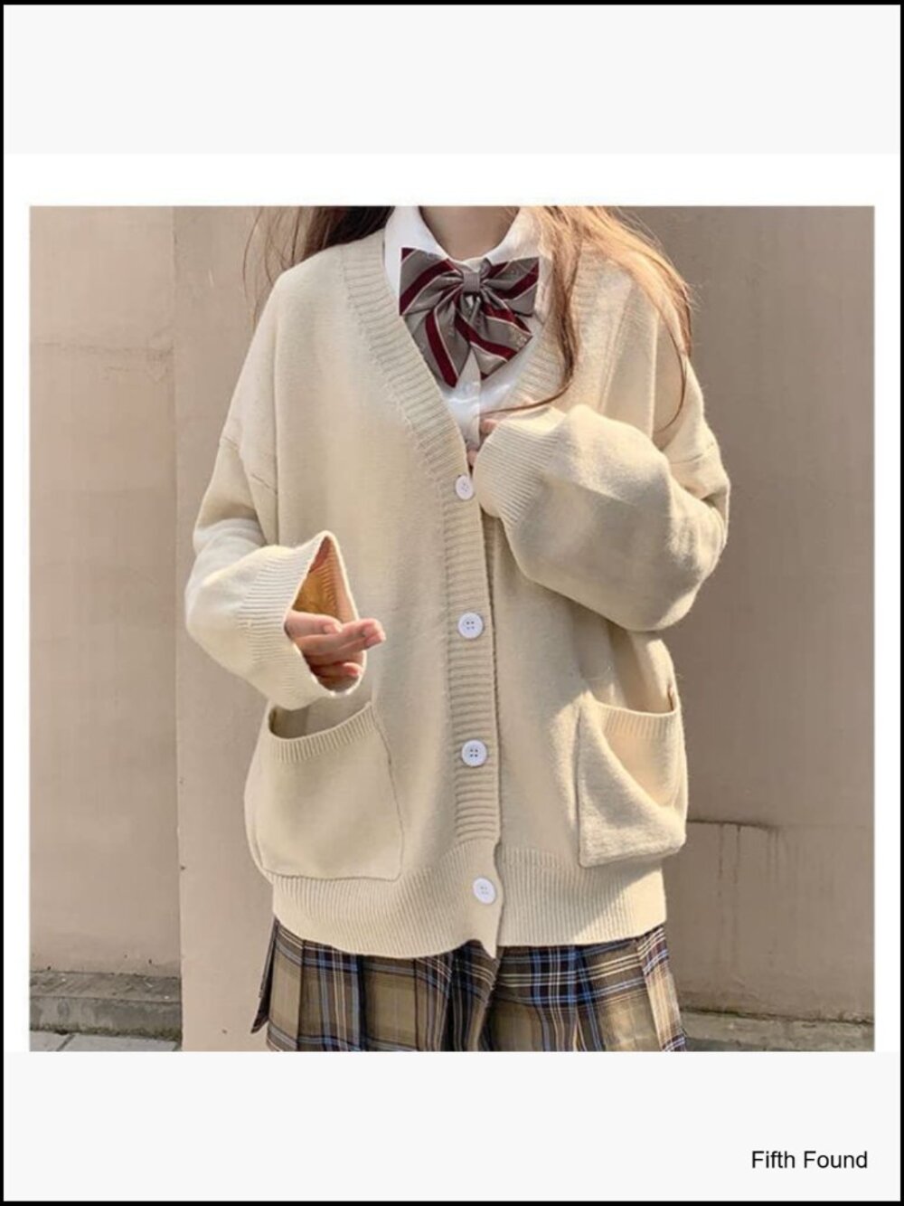Preppy Knit Cardigan Japanese Style Kawaii Loose Fit V-Neck JK Uniform Cosplay - Picture 4 of 6